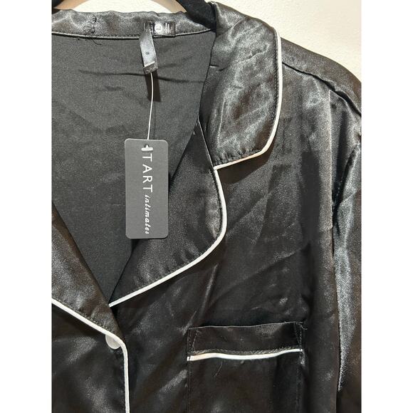 Tart Intimates NWT black pajama top size L short sleeve silky - Picture 2 of 7